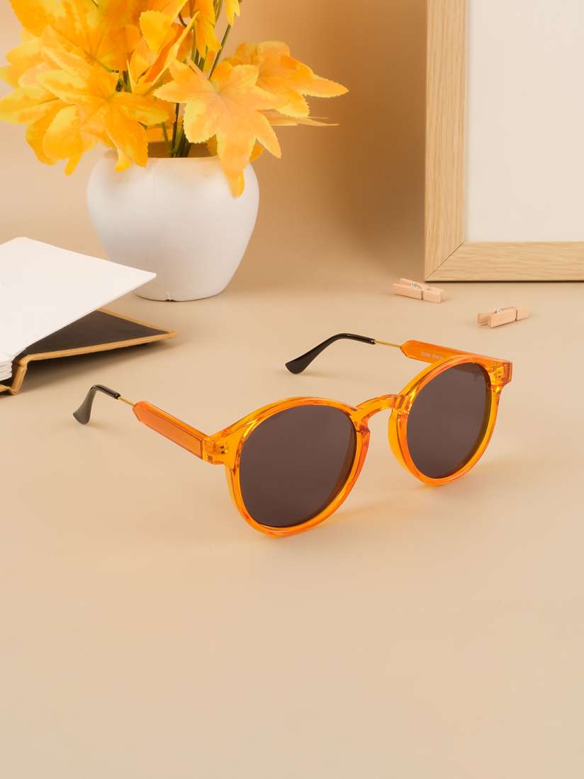 Round sunglasses orange lens on sale