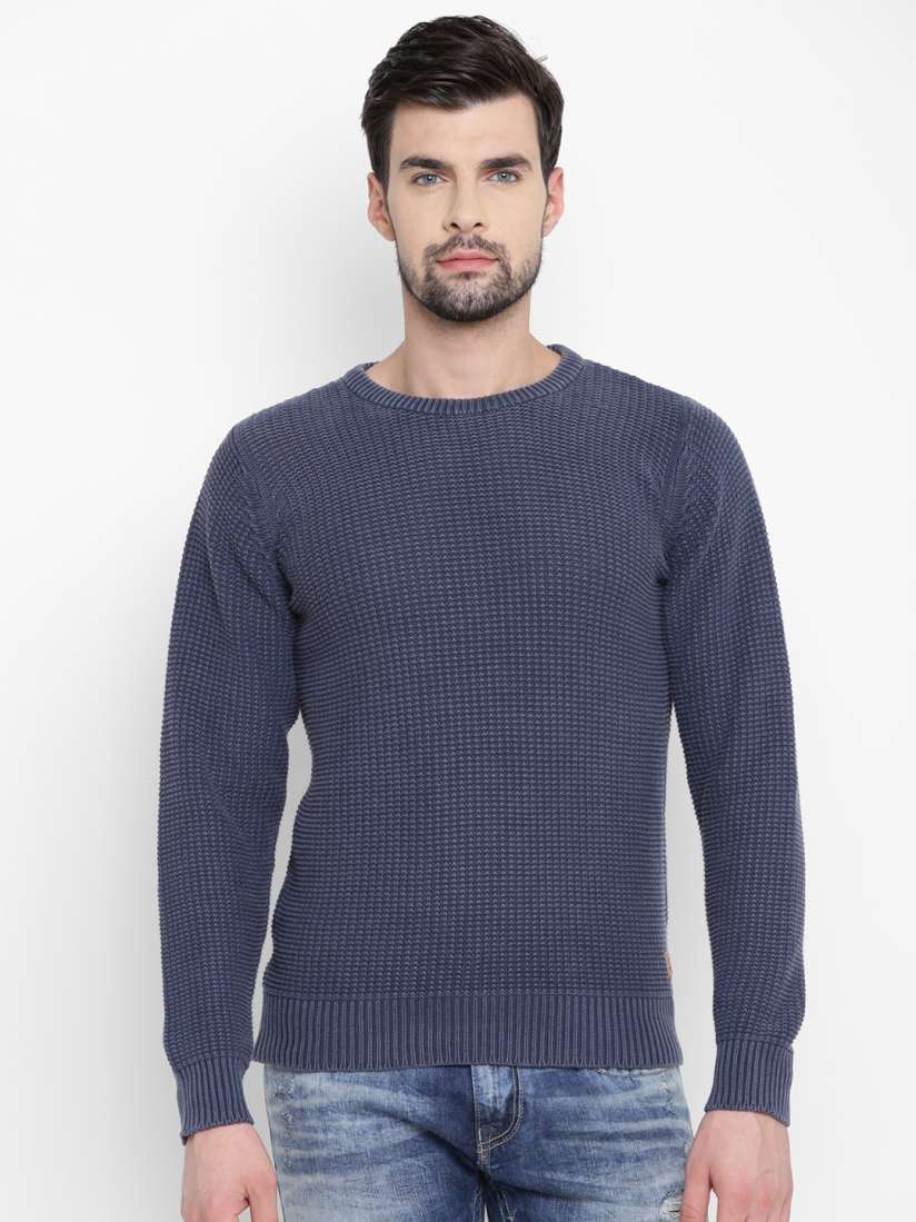 Buy Louis Philippe Jeans Men Blue Self Design Sweater Sweaters for Men 2052431 Myntra
