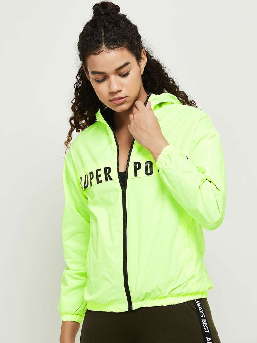 Buy max Women Lime Green Black Typography Sporty Jacket Jackets for Women 20528604 Myntra