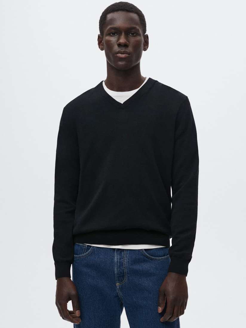 Buy MANGO MAN Black Pure Cotton Solid Pullover Sweater Sweaters for Men 20530414 Myntra