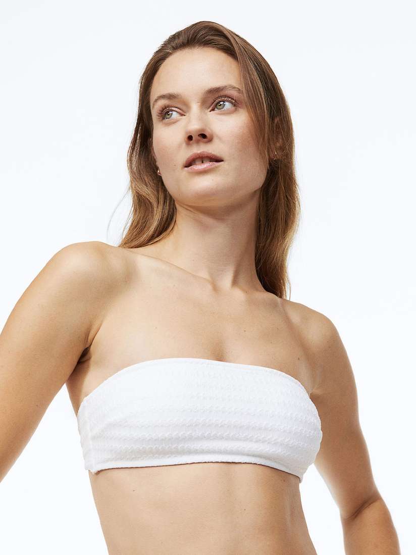 white padded bandeau bikini top
