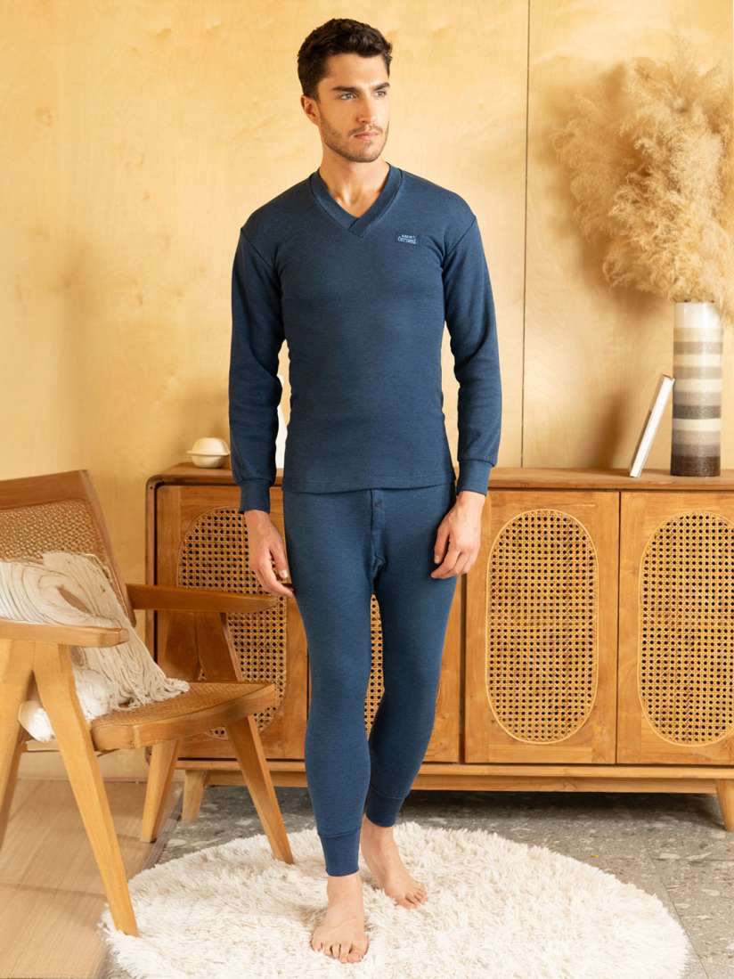 Buy Lux Cottswool Men Plus Size Blue Solid Cotton Thermal Set Thermal Set for Men 20535802 Myntra