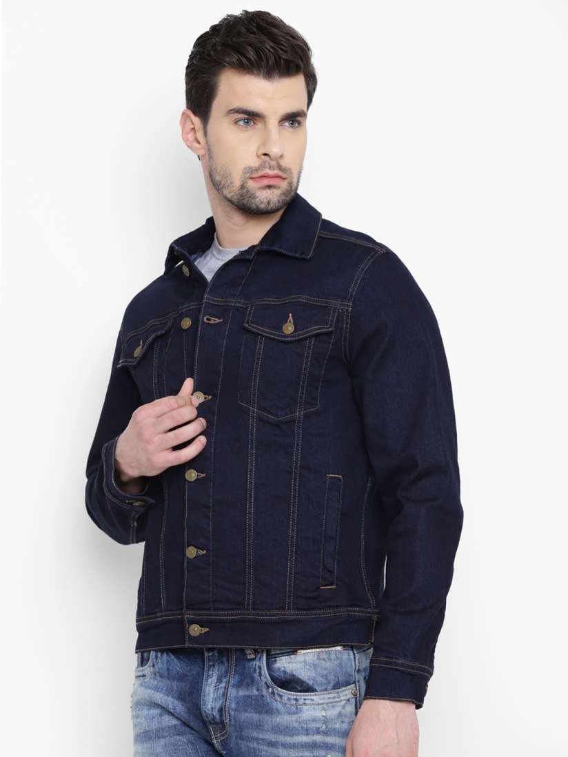 Buy Allen Solly Men Navy Blue Solid Denim Jacket Jackets for Men 2053896 Myntra