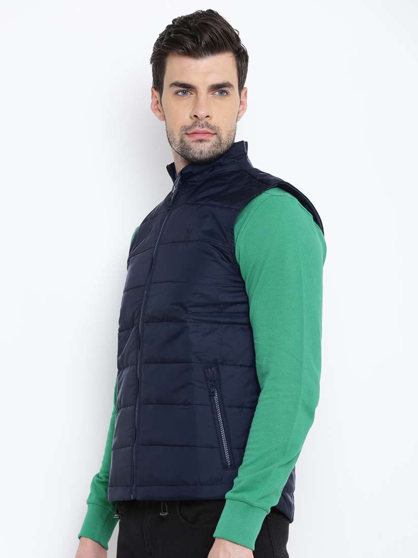 Buy Allen Solly Men Navy Solid Sleeveless Padded Jacket Jackets for Men 2053899 Myntra
