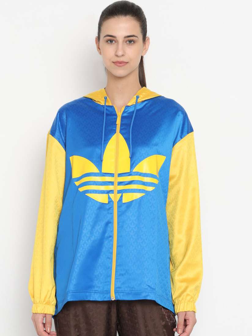 Buy ADIDAS Originals Women Blue Yellow Colourblocked Longline Sporty Jacket Jackets for Women 20544688 Myntra