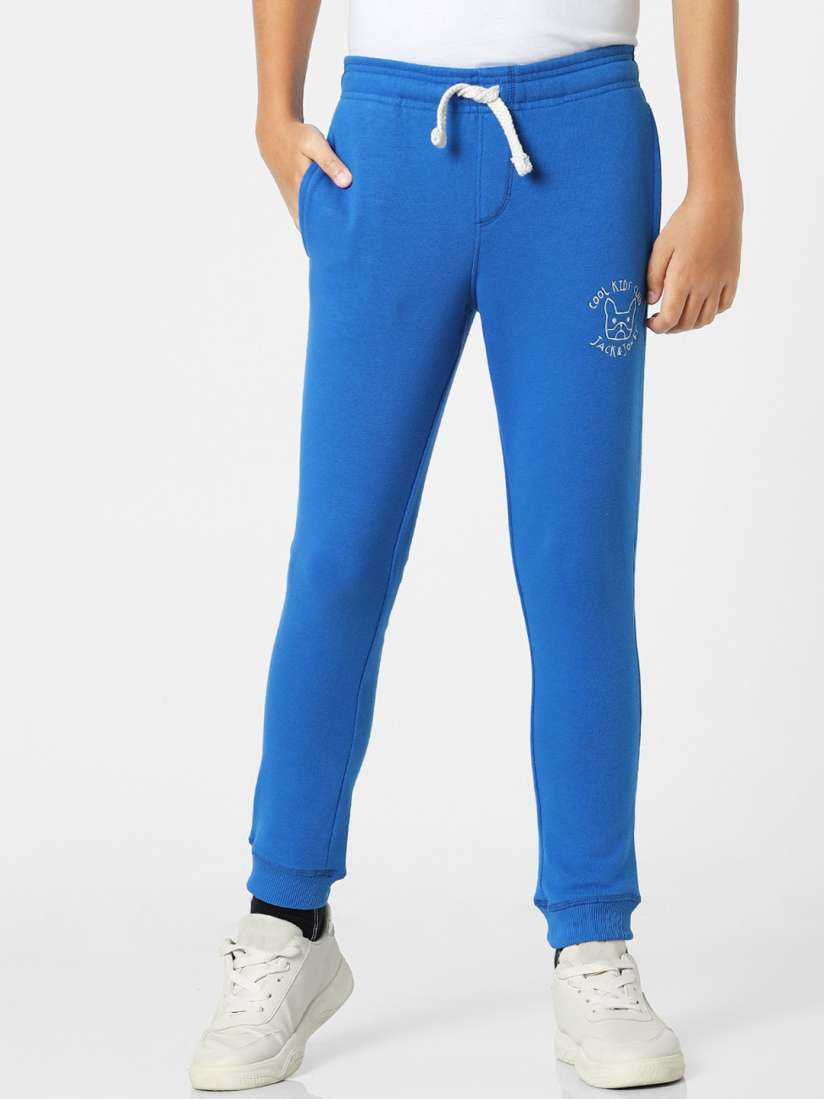 Buy Jack Jones Junior Boys Blue Solid Cotton Slim Fit Joggers Track Pants for Boys 20553344 Myntra