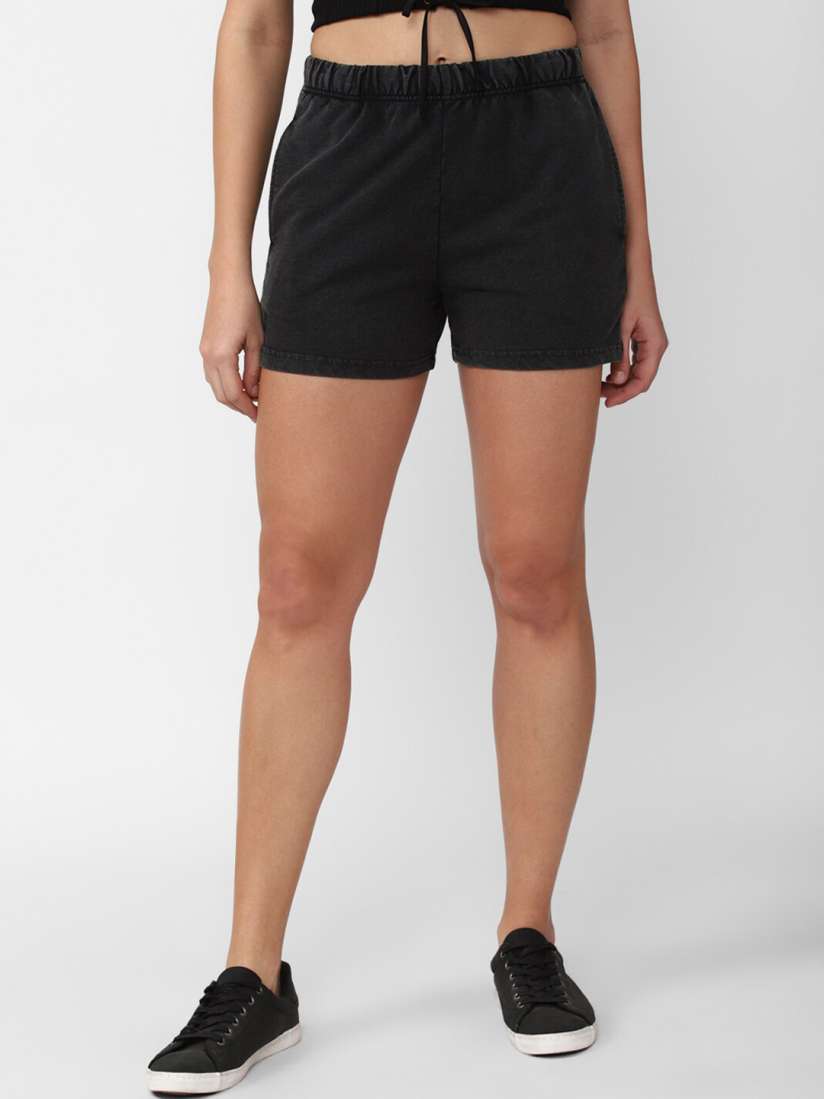 Buy FOREVER 21 Women Black Solid Shorts Shorts for Women 20557640 Myntra