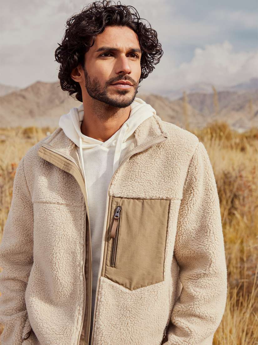 Buy Celio Men Beige Cream Colourblocked Long Sleeves Open Front Jacket Jackets for Men 20559918 Myntra