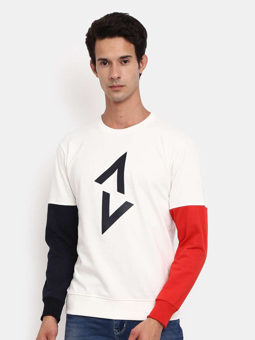 Buy V Mart Men White Colourblocked Round Neck Sweatshirt Sweatshirts for Men 20563130 Myntra