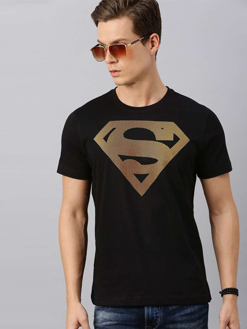 Superman t shirt black and gold cheap