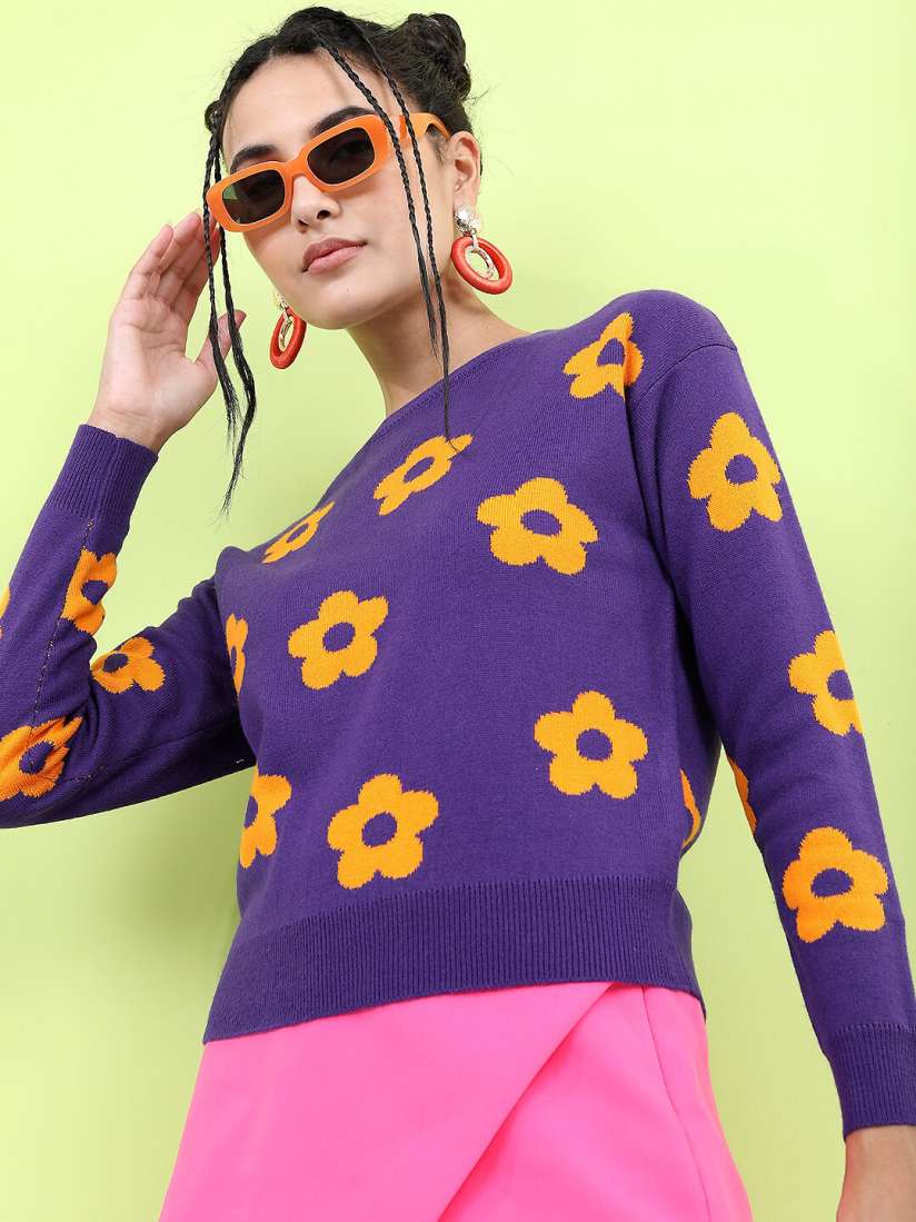 Purple and yellow sweater clearance