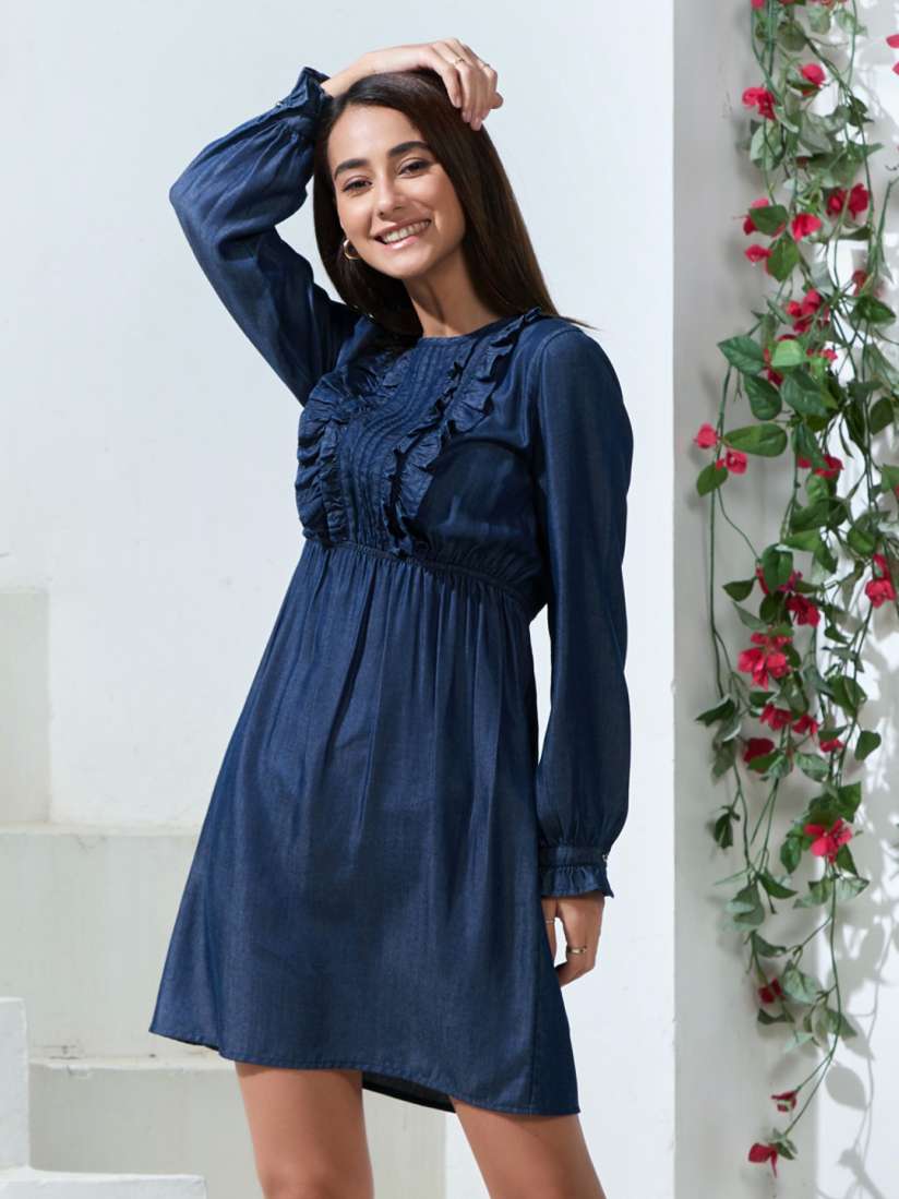 Buy Style Island Blue Fit Flare Dress Dresses for Women 20571032 Myntra