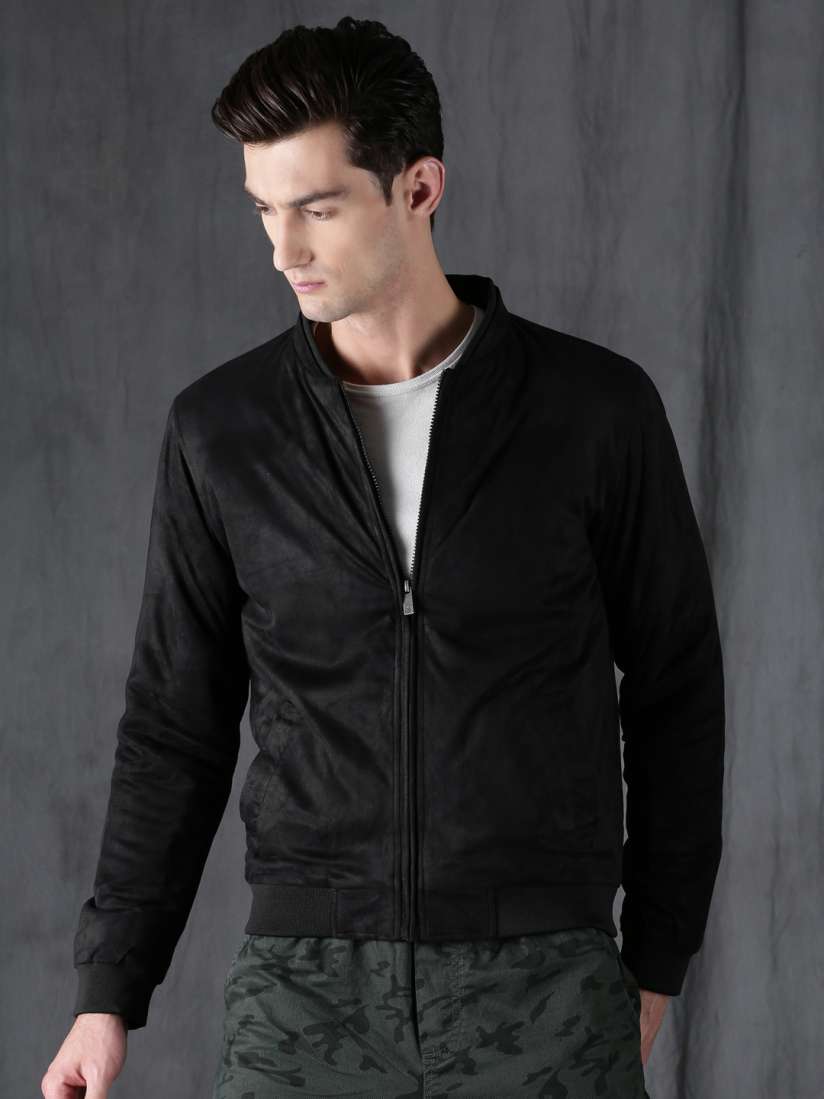 Buy WROGN Men Black Solid Slim Fit Bomber Jacket Jackets for Men 2057200 Myntra