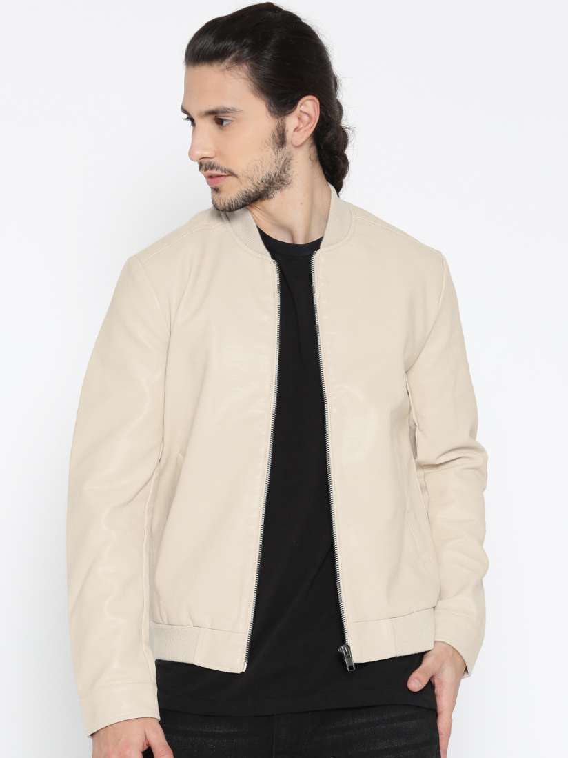 Buy FOREVER 21 Men Beige Solid Bomber Jacket Jackets for Men 2058092 Myntra