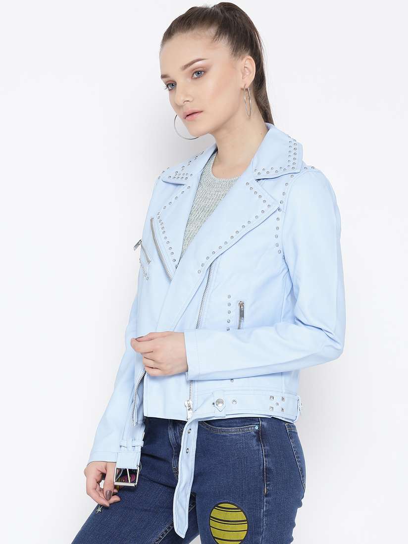 Forever 21 Studded Denim Moto Jacket Biker Denim Collection