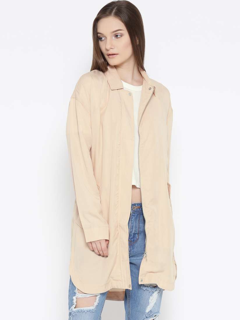 Buy FOREVER 21 Women Beige Solid Trench Coat Coats for Women 2058293 Myntra
