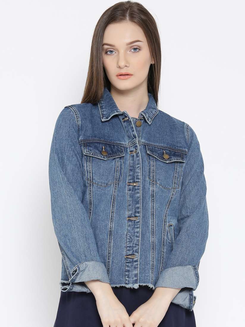 Buy FOREVER 21 Women Blue Washed Denim Jacket with Embroidered Detail Jackets for Women 2058346 Myntra