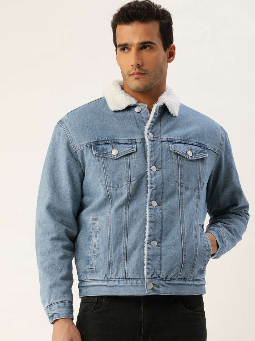 Buy FOREVER 21 Men Blue Washed Denim Jacket Jackets for Men 20583488 Myntra