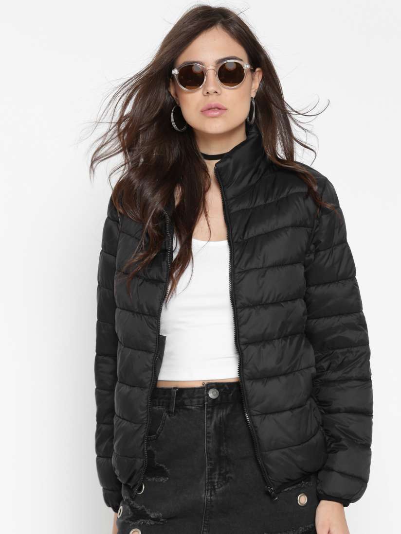 Buy FOREVER 21 Women Black Solid Puffer Jacket Jackets for Women 2058355 Myntra