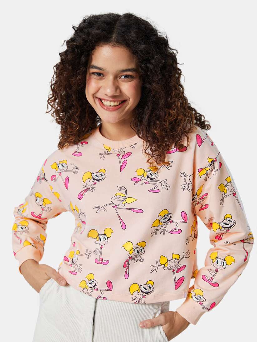Buy The Souled Store Women Nude Coloured Pink Printed Oversized Sweatshirt Sweatshirts for Women 20584530 Myntra