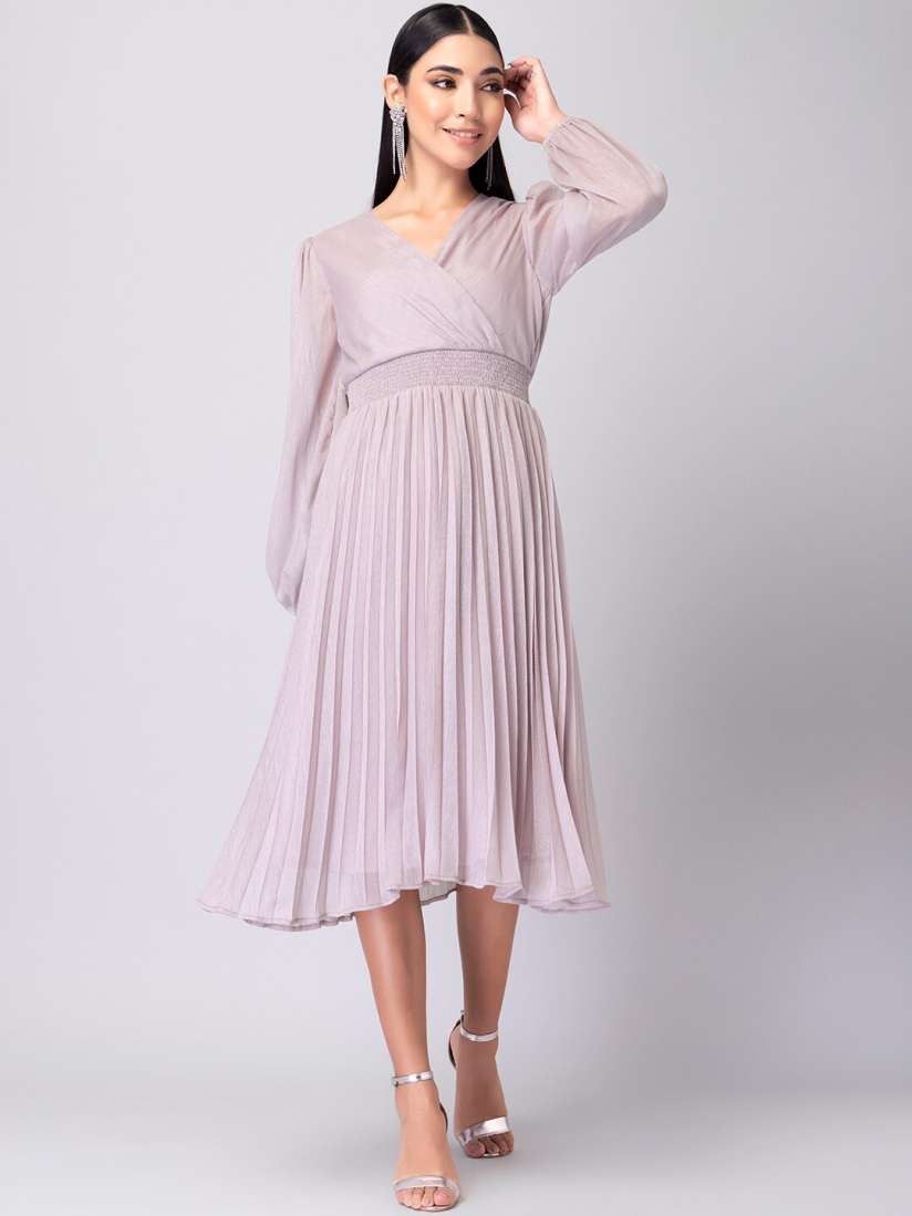 Buy FabAlley Women Pink Solid Pleated Wrap Dress Dresses for Women 20585928 Myntra