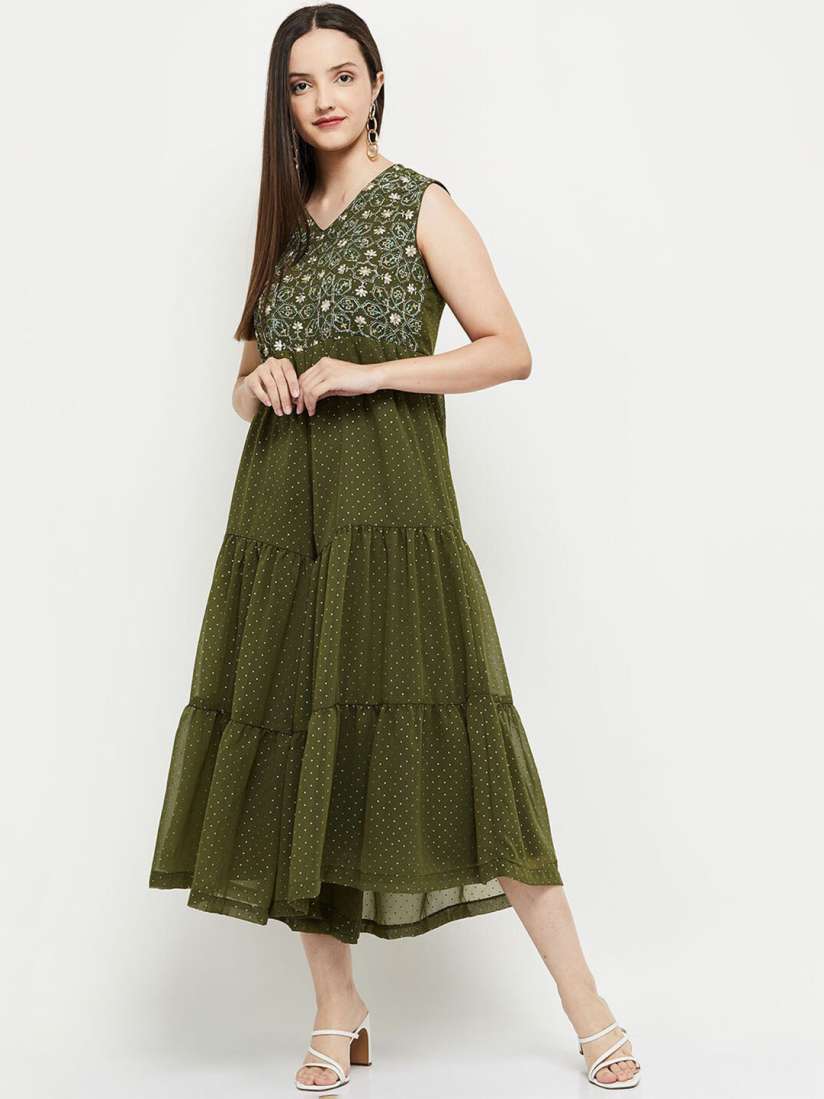 Buy max Women Green Embroidered Ethnic Dress Ethnic Dresses for Women 20586794 Myntra