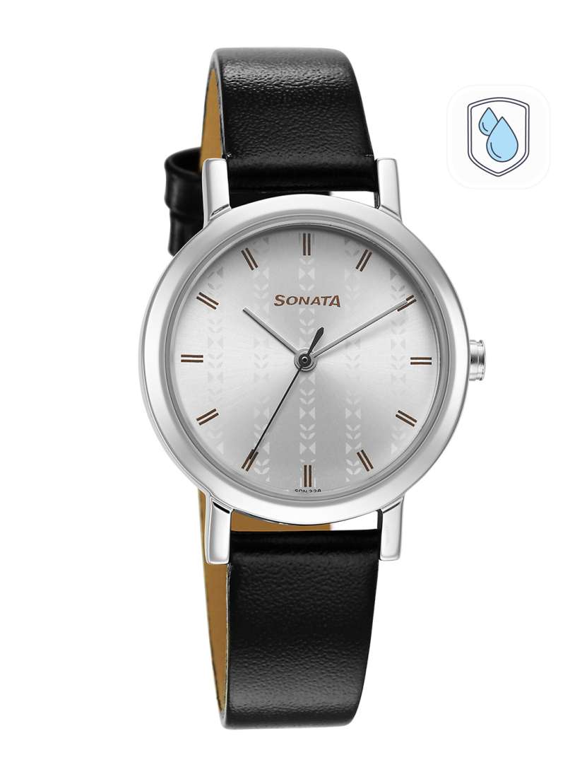 Sonata ladies watch leather strap sales