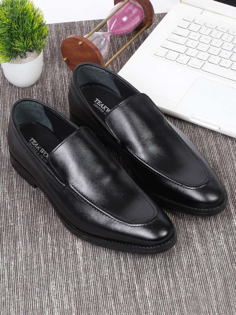 Buy Teakwood Leathers Men Black Solid Leather Formal Slip on Shoes Formal Shoes for Men 20588490 Myntra