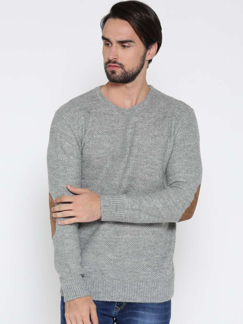 Buy FOREVER 21 Men Grey Melange Solid Sweater Sweaters for Men 2059619 Myntra