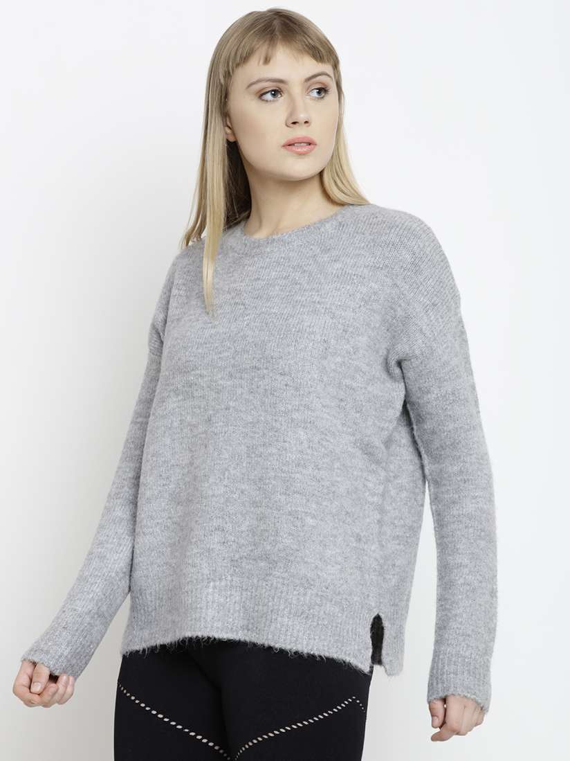 Buy FOREVER 21 Women Grey Solid Sweater Sweaters for Women 2059696 Myntra