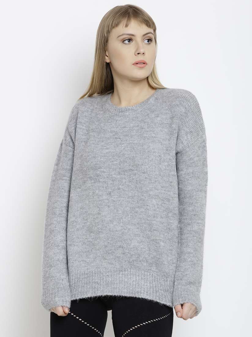 Buy FOREVER 21 Women Grey Solid Sweater Sweaters for Women 2059696 Myntra