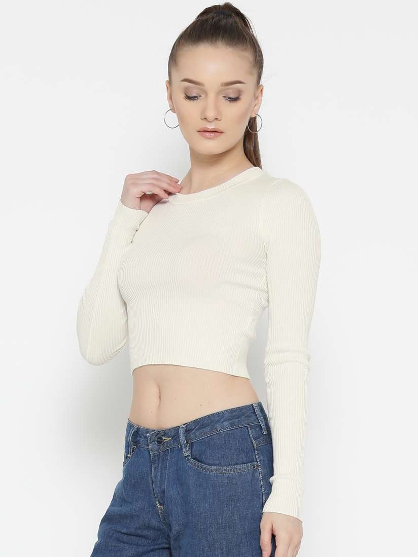 Forever 21 white cropped sweater on sale