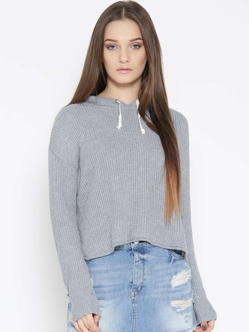 Buy FOREVER 21 Women Grey Self Design Sweater Sweaters for Women 2059884 Myntra