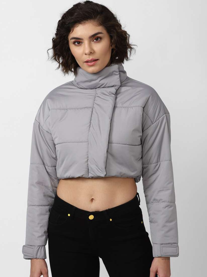 Forever 21 cropped puffer jacket deals