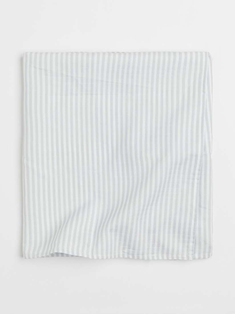 Buy H&M Grey White Cotton Muslin Comfort Blanket Blankets