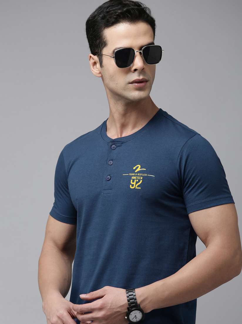 Henley t shirt myntra best sale