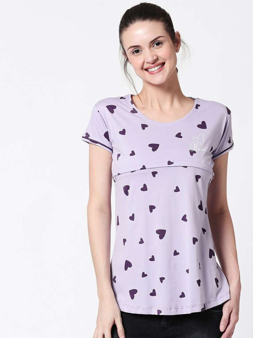 Buy Zeyo Women Violet Lavender Geometric Print Maternity Feeding Top Tops for Women 20613122 Myntra