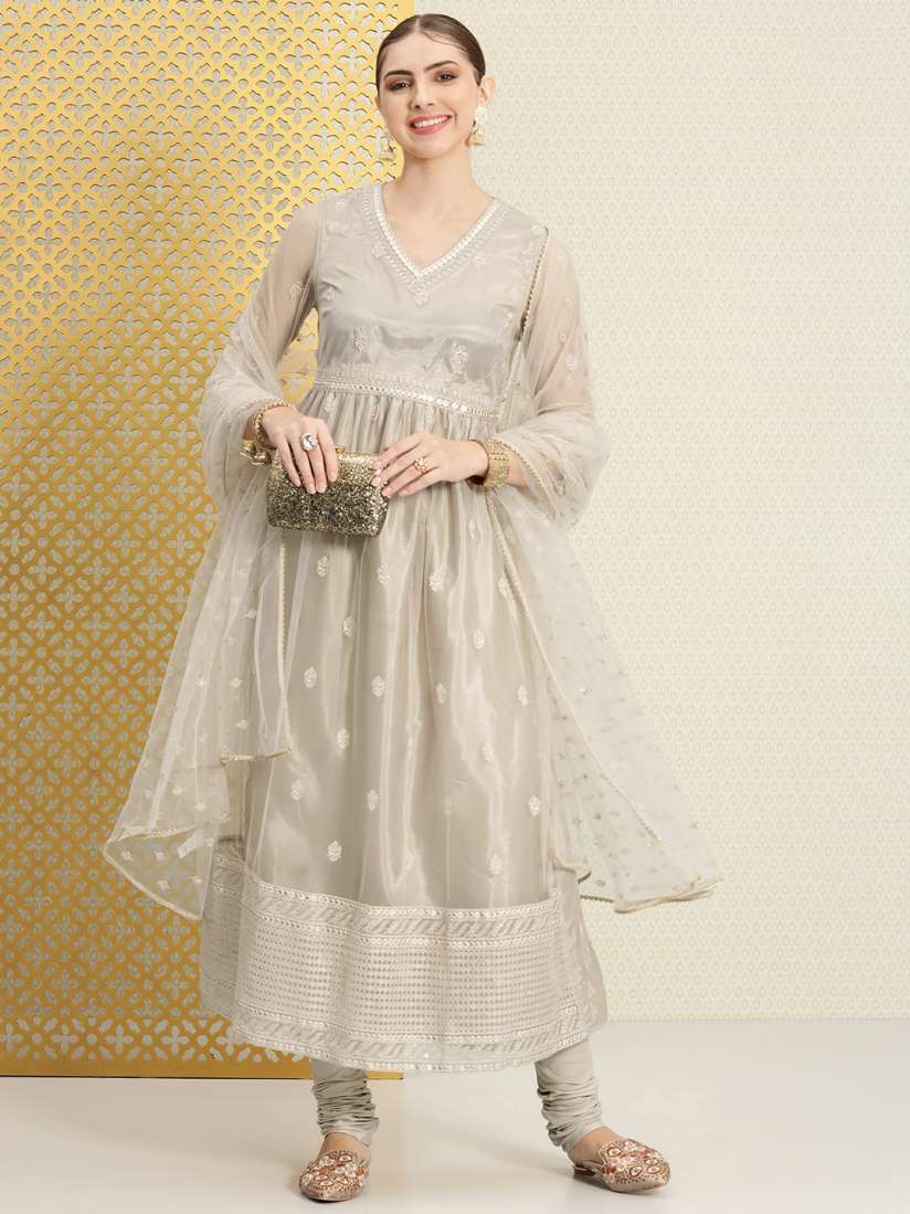 Buy House of Pataudi Women Jashn Embroidered Sequinned Anarkali Kurta Churidar With Dupatta Kurta Sets for Women 20614478 Myntra