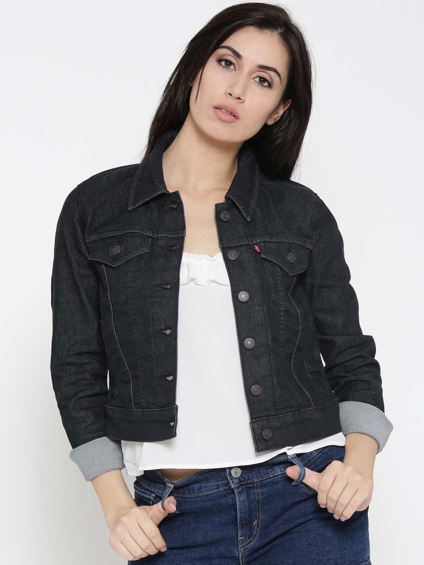 Levi's dark denim jacket womens online