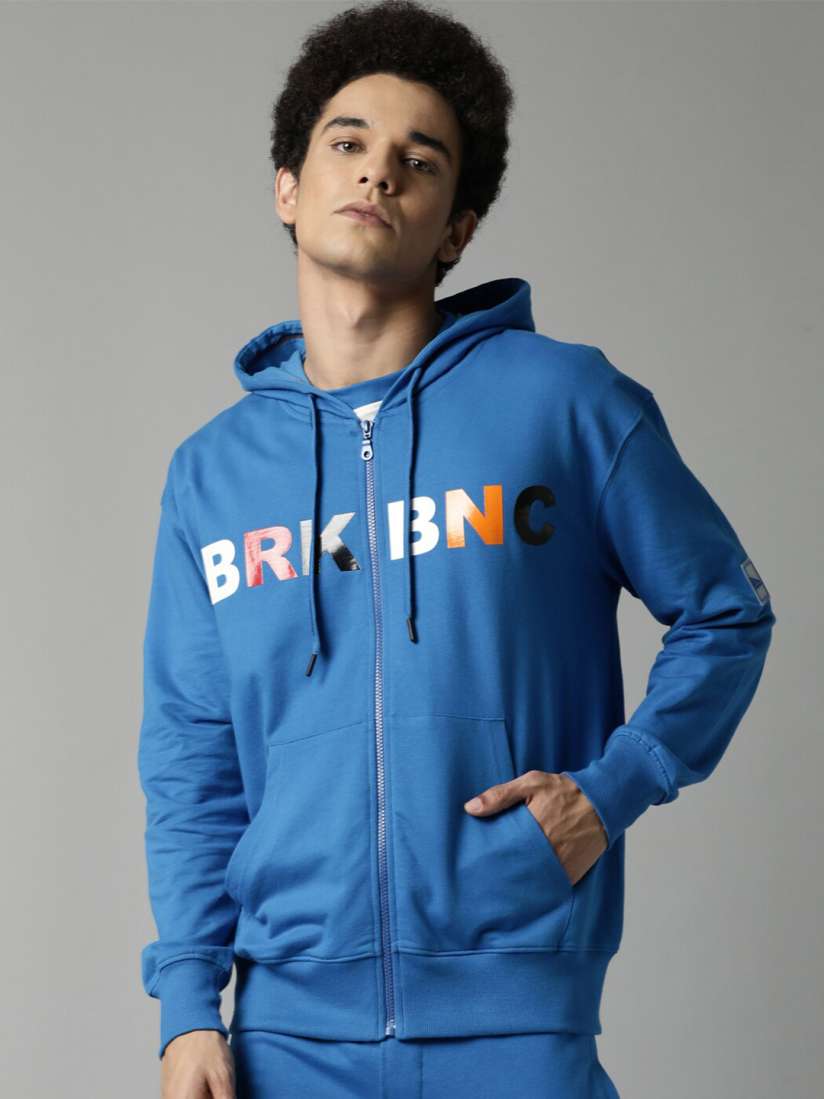 Buy Breakbounce Men Blue Printed Hooded Pure Cotton Sweatshirt Sweatshirts for Men 20616378 Myntra