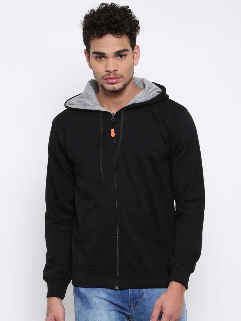 Buy FIFTY TWO Men Black Solid Hooded Sweatshirt Sweatshirts for Men 2062410 Myntra