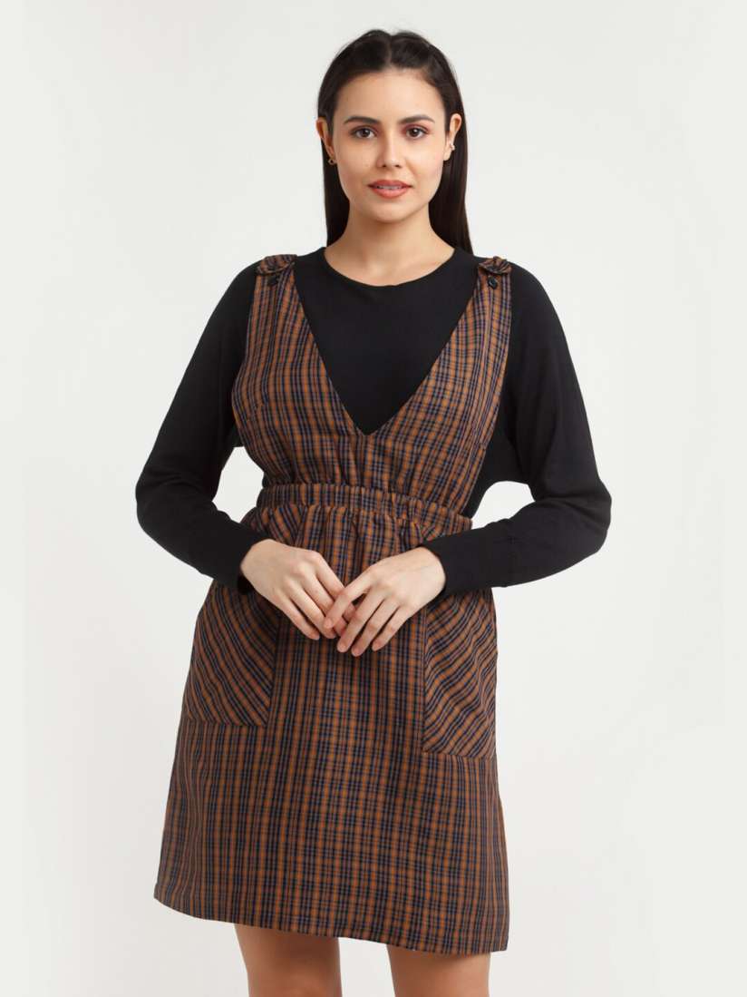 Buy Zink London Black Striped Pinafore Dress Dresses for Women 20625364 Myntra