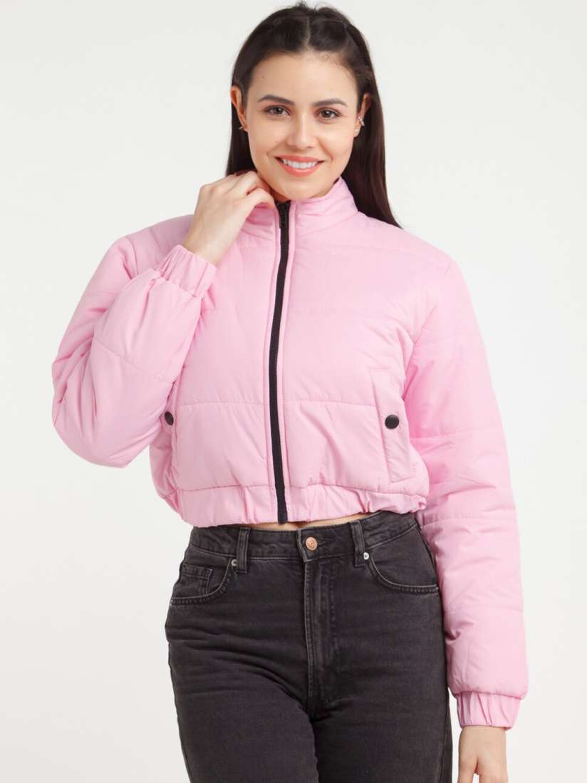 Buy Zink London Women Pink Crop Padded Jacket Jackets for Women 20625472 Myntra