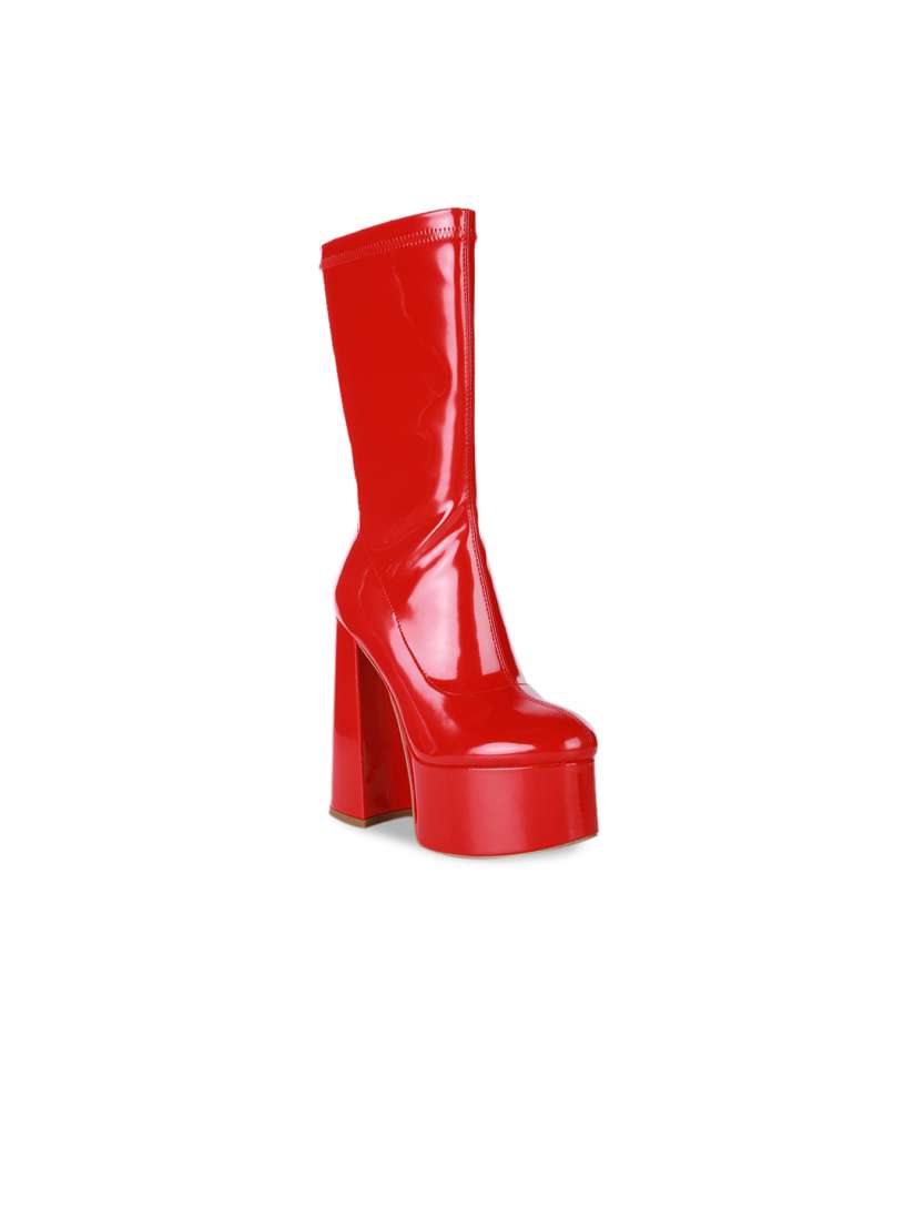 Buy London Rag Women Red Solid Platform Heeled Calf Chunky Boots Boots for Women 20629234 Myntra