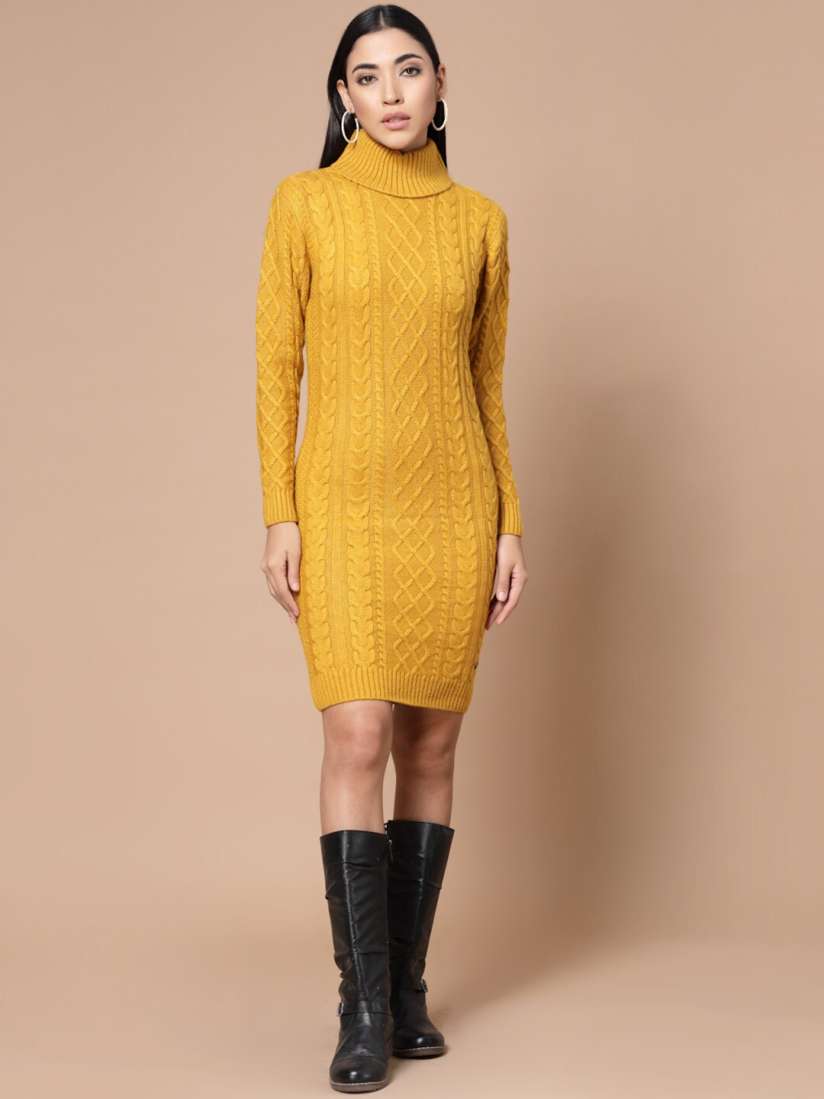 Yellow wool dress on sale