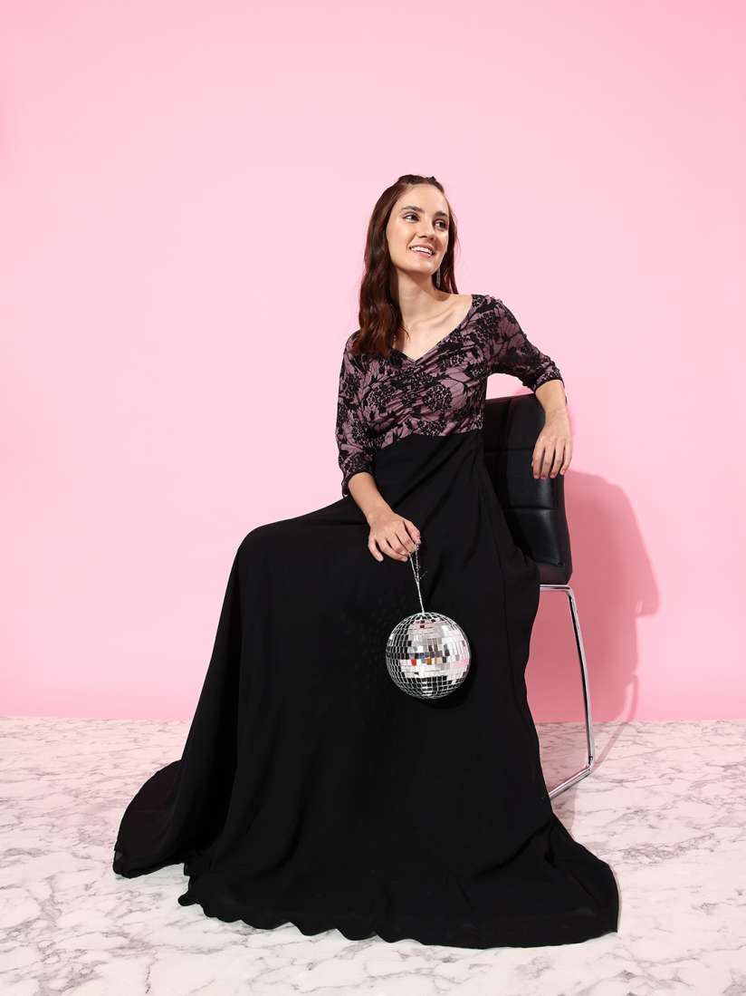 Buy Miss Chase Lace Overlaid Maxi Dress Dresses for Women 20632374 Myntra