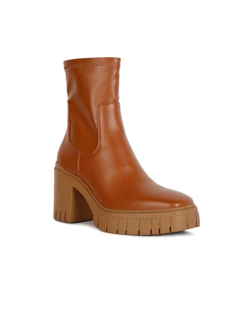 Buy London Rag Women Tan Solid Casual Ankle Block Heeled Boots Boots for Women 20635522 Myntra