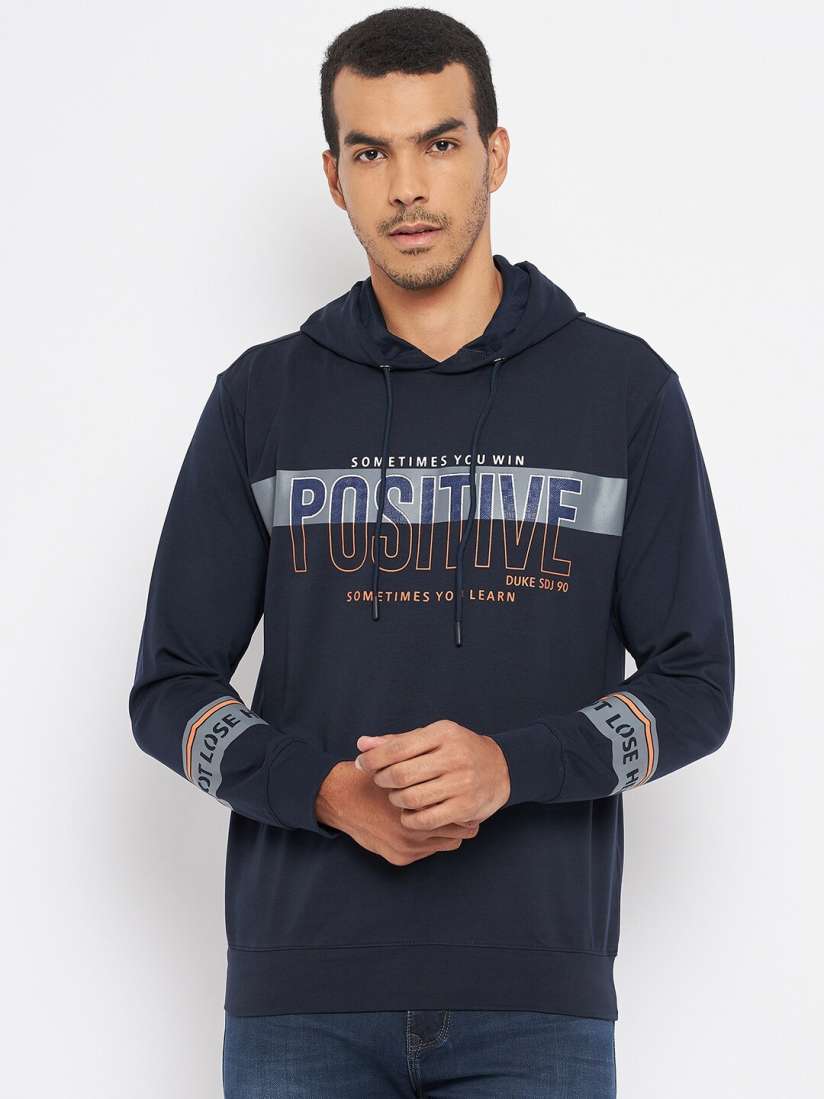 Buy Duke Men Blue Printed Hooded Sweatshirt Sweatshirts for Men 20645684 Myntra