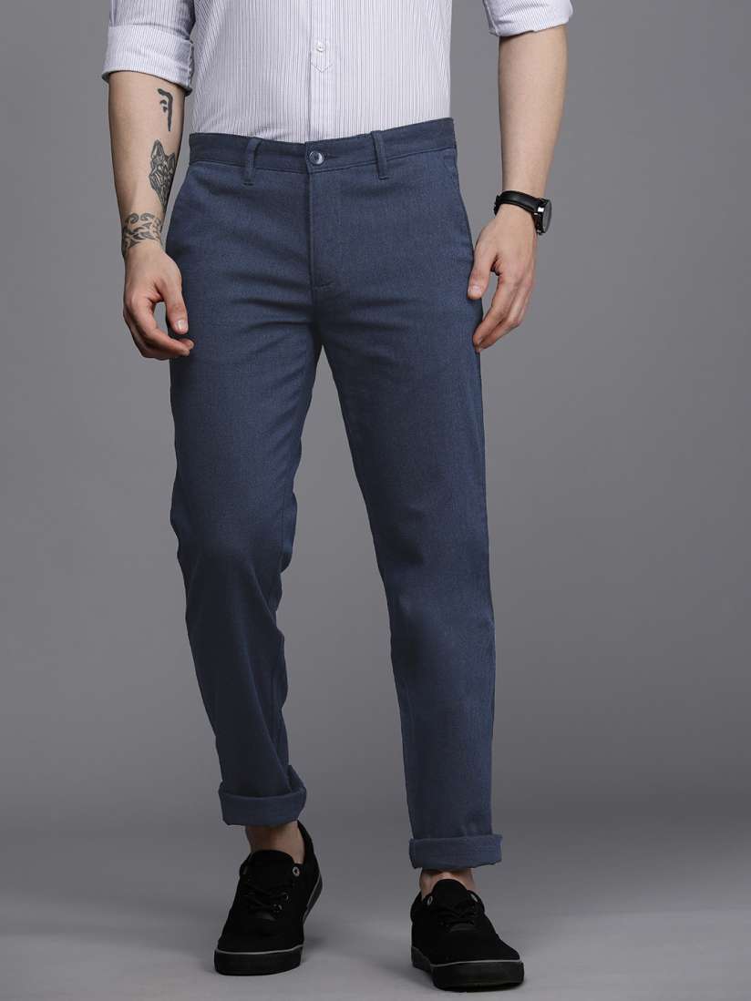 Buy Louis Philippe Sport Men Textured Tapered Fit Casual Trousers Trousers for Men 20653172 Myntra