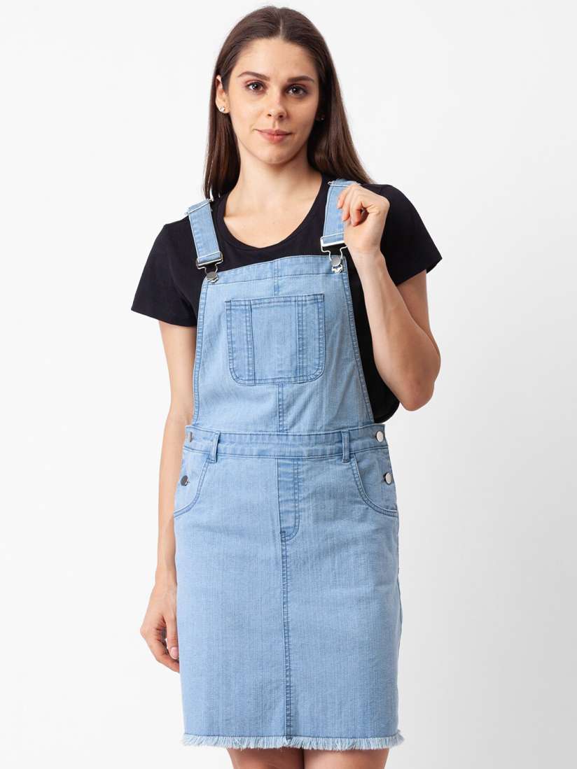 Buy Globus Blue Denim Pinafore Dress Dresses for Women 20654042 Myntra